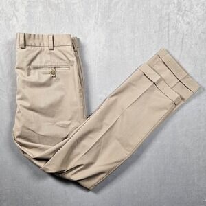 Bill's Khakis Pants Mens 37x32 Tan Cuffed Pleated Trousers Office Made In USA